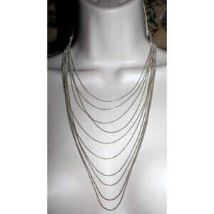 Express Multi Strand Layered Silver Toned Necklace Waterfall Vintage Y2K Deadsto